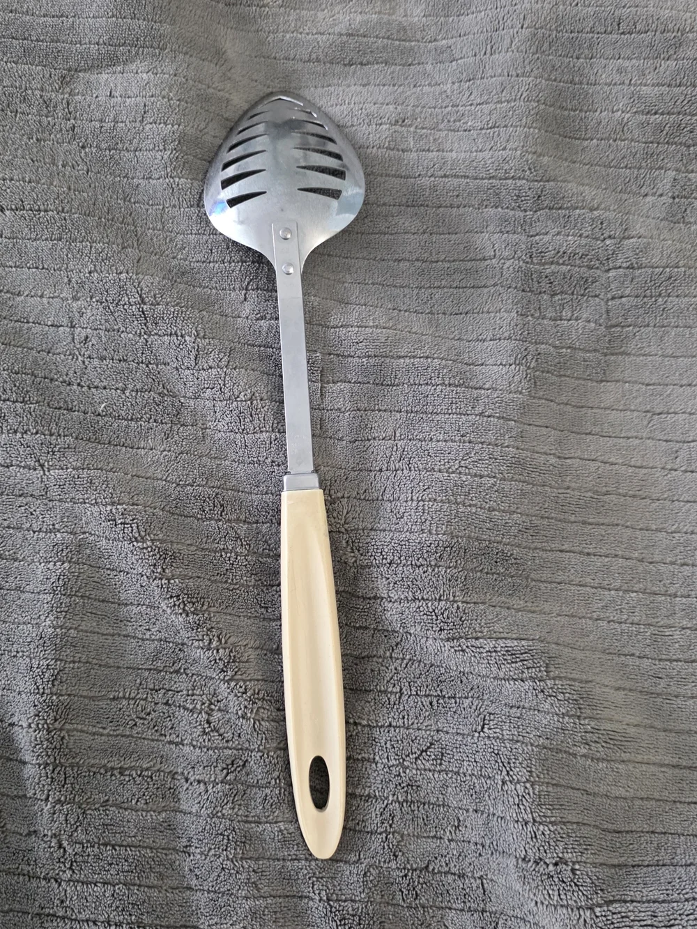 Vintage Androck Slotted Serving Spoon MCM Pink Tulip Straining Scoop USA